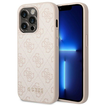 Etui Guess iPhone 14 Pro 6.1" różowy hard case 4G Metal Gold Logo GUHCP14LG4GFPI