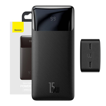 Baseus Power Bank 30000mAh / 20W z wyświetlaczem 4xUSB: 2XQC, 1xPD, 1xmicro usb