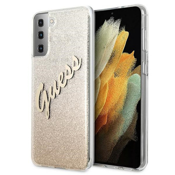Etui Guess Samsung S21 złoty hard case Glitter Gradient Script GUHCS21SPCUGLSGO