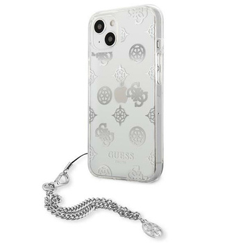 Etui Guess iPhone 13 srebrny hard case Peony Chain Collection GUHCP13MKSPESI