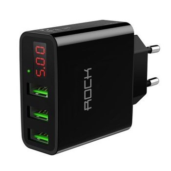 Rock ładowarka sieciowa 3x USB Led 3A