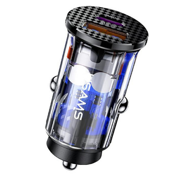 USAMS ładowarka samochodowa 2xUSB: 1x Quick Charge 3.0  + 1x Power Delivery 42,5W czarna