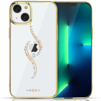 Etui KINGXBAR iPhone 13 z kryształami Swarovskiego Sky złote