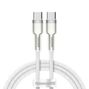 Baseus kabel Cafule Metal nylonowy 2xusb Typ C  Power Delivery biały 1m 100W