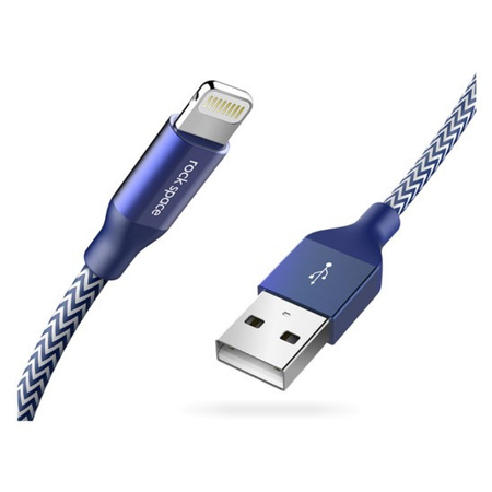 Kabel Rock iPhone 6/7/8/X MFI niebieski wzmacniany 100cm