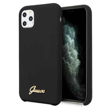 Etui Guess iPhone 11 Pro czarny hard case Silicone Vintage Gold Logo GUHCN58LSLMGBK