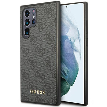 Etui Guess Samsung S23 Ultra szary hard case 4G Metal Gold Logo GUHCS23LG4GFGR