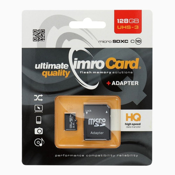 Karta Micro SD 128GB z adapterem Imro UHS-3 Class 10 100MB/s 4K z adapterem