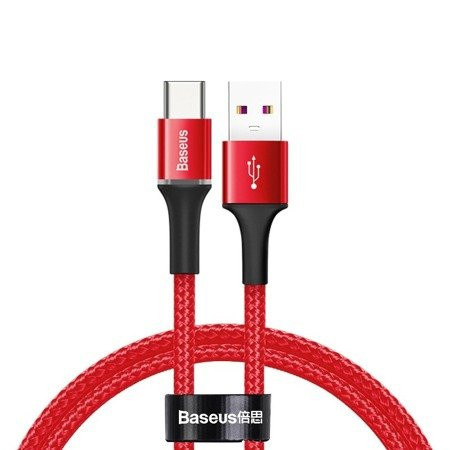 Baseus kabel Halo usb typ C 0,5m 3A czerwony z podświetleniem led