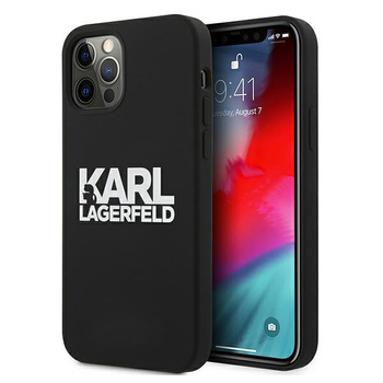 Etui Karl Lagerfeld iPhone 12 Pro Max 6.7" Silicone Stack Logo czarny KLHCP12LSLKLRBK