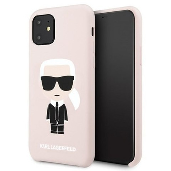 Etui Karl Lagerfeld iPhone 11 jasno-różowy hard case Silicone Iconic KLHCN61SLFKPI