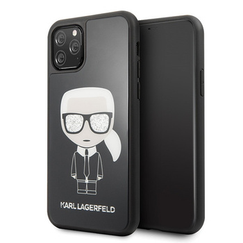 Etui Karl Lagerfeld iPhone 11 Pro czarny hard case Iconic Karl Glitter KLHCN58DLFKBK