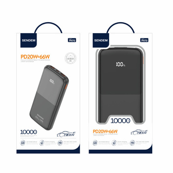 Sendem Power Bank 10000mAh 2 x QC + PD  max. 66W czarny