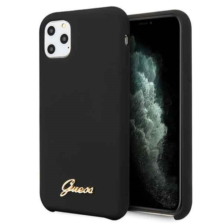Etui Guess iPhone 11 Pro czarny hard case Silicone Vintage Gold Logo GUHCN58LSLMGBK