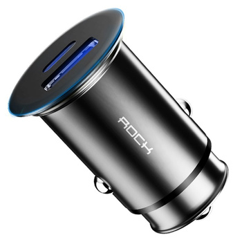 Rock ładowarka samochodowa Mini 2xUSB usb C / Power Delivery + QC