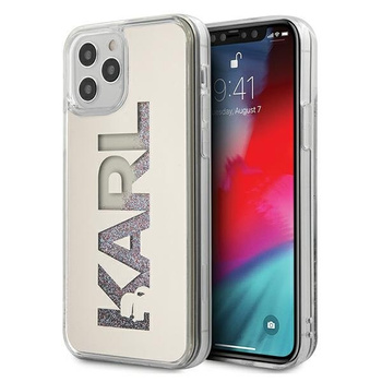 Etui Karl Lagerfeld iPhone 12 / 12 Pro 6.1" srebrny hard case Mirror Liquid Glitter Karl KLHCP12MKLMLGR