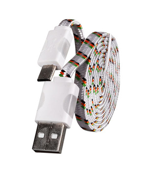 Kabel USB micro usb CA-101 sznurówka biały świecący