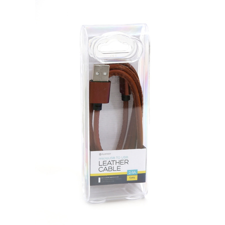 Kabel USB Platinet micro USB skórzany brązowy 1metr 2,4A