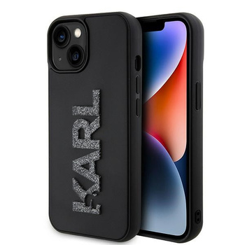 Etui Karl Lagerfeld iPhone 15 Plus 6.7" czarny hard case 3D Rubber Glitter Logo KLHCP15M3DMBKCK