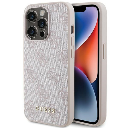 Etui Guess iPhone 15 Pro 6.1" różowy hard case 4G Metal Gold Logo GUHCP15LG4GFPI