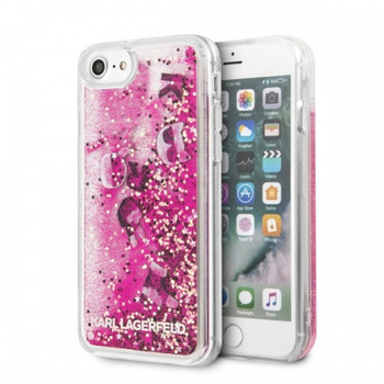 Etui Karl Lagerfeld iPhone 7/8/SE2 różowo-złoty hard case Glitter Floatting Charms KLHCI8ROPI