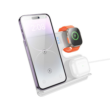 Hoco ładowarka indukcyjna do Apple 3w1 15W srebrna