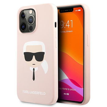 Etui Karl Lagerfeld iPhone 13 Pro jasno-różowy hard case Silicone Karl & Choupette KLHCP13LSSKCI