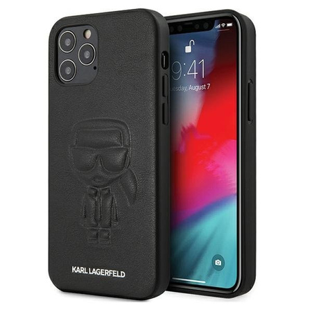 Etui Karl Lagerfeld iPhone 12 / 12 Pro 6.1" czarny hard case Karl Ikonik Outline KLHCP12MPCUIKBK