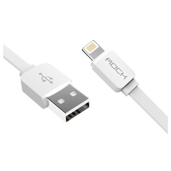Kabel Rock iPhone 6/7/8/X biały płaski 200cm