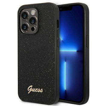 Etui Guess iPhone 14 Pro 6.1" czarny hard case Glitter Script GUHCP14LHGGSHK