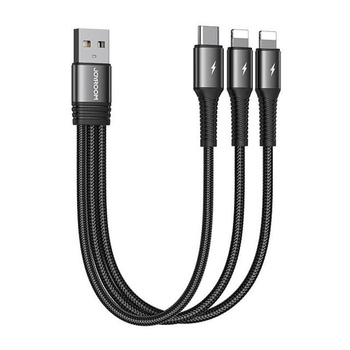 Joyroom kabel 3w1 2x lightning + typ C 15cm 3.5A