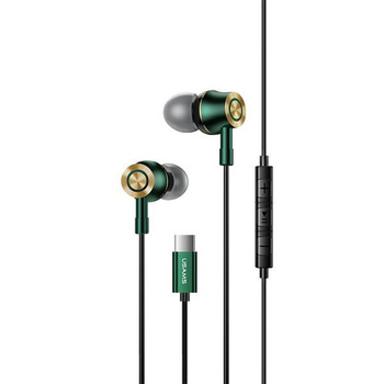 USAMS zestaw słuchawkowy stereo usb C EP-43 metal ciemno zielony