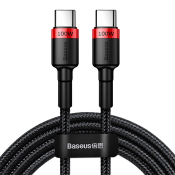 Baseus kabel Cafule nylonowy 2xusb typ C Power Delivery czarno-czerwony 100W 200cm