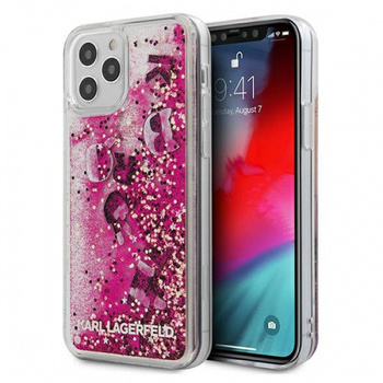 Etui Karl Lagerfeld iPhone 12 Pro Max 6.7" różowy hard case Glitter Charms KLHCP12LROPI