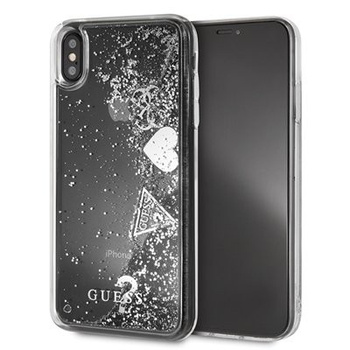 Etui Guess iPhone X/Xs srebrne hard case Glitter Hearts GUHCPXGLHFLSI