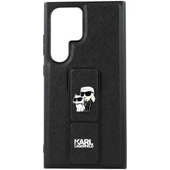 Etui Karl Lagerfeld Samsung S24 Ultra czarny hard case Gripstand Saffiano Karl&Choupette Pins KLHCS24LGSAKCPK