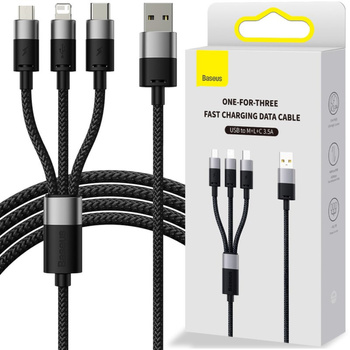 Baseus kabel StarSpeed 3w1 3.5A 1.2m czarny