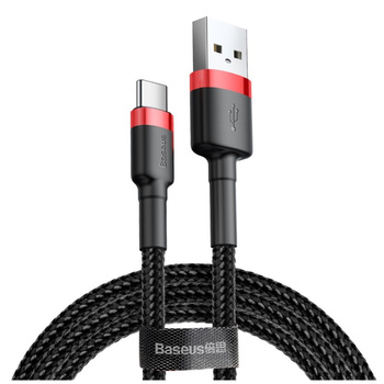 Baseus kabel Cafule nylonowy usb typ C czarno-czerwony 200cm 2A