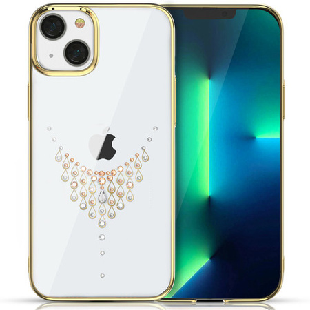 Etui KINGXBAR iPhone 13 Pro z kryształami Swarovskiego Dew złote