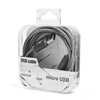 Kabel USB iPhone 5/6 pleciony srebrny PU