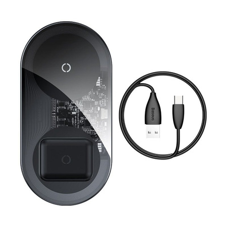 Baseus ładowarka indukcyjna Simple 2w1 18W / przeźroczysta