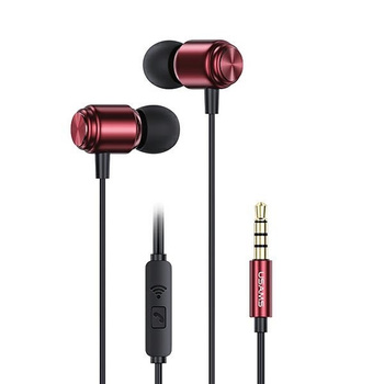 USAMS zestaw słuchawkowy stereo 3,5mm EP-44 czerwony