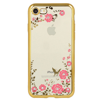 Etui Flower Huawei P20 Lite złoty