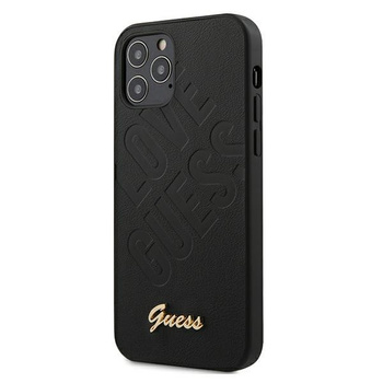 Etui Guess iPhone 12 / 12 Pro 6.1" czarny hard case Iridescent Love Script Gold Logo GUHCP12MPUILGBK
