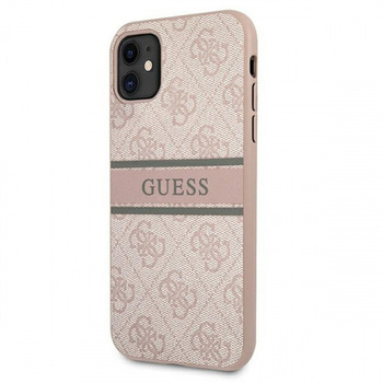 Etui Guess iPhone 11 różowy hard case 4G Stripe GUHCN614GDPI