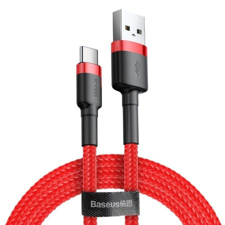 Baseus kabel Cafule nylonowy usb typ C czerwony 100cm 3A