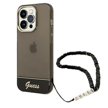 Etui Guess iPhone 14 Pro 6.1" czarny hard case Translucent Pearl Strap GUHCP14LHGCOHK