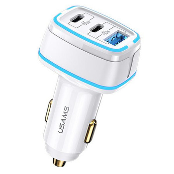 USAMS ładowarka samochodowa 3xUSB: 1x Quick Charge 3.0  + 2x Power Delivery 105W biała
