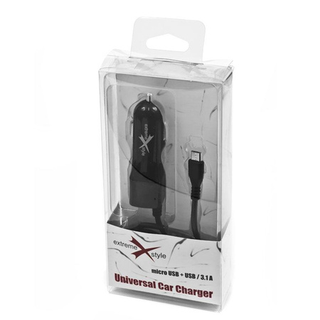 Ładowarka sam. micro usb + usb 3.1A eXtreme