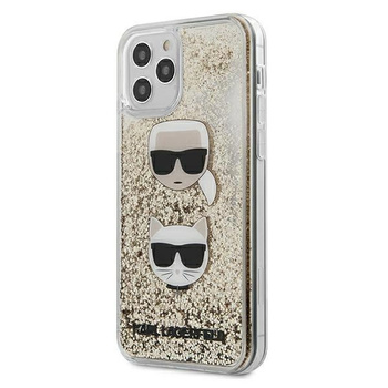 Etui Karl Lagerfeld iPhone 12 Pro Max 6.7" złoty hard case Liquid Glitter Karl&Choupette KLHCP12LKCGLGO